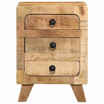yöpöytäkaappi 2 kpl 37x32x50 cm massiivipuuta karkea mango