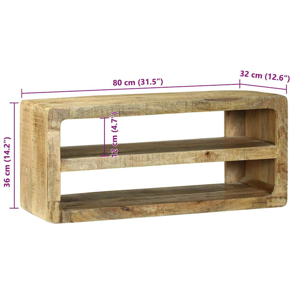 TV-kaappi hyllyllä Ruskea 80 x 32 x 36 cm Täysi Mangopuu