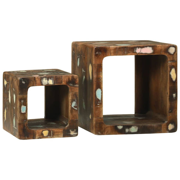 TV-yksikkö hyllyllä 2 pcs Monivärinen täysi uusiokäytetty puu