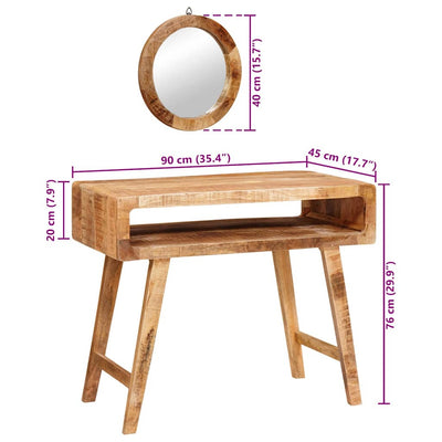 Ruskea meikkipöytä hyllyllä Arlene 90x76x45cm (mangopuu)