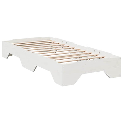 Sängynrunko Ei Patja Pinottava Valkoinen 80x200cm Massiivipuuta