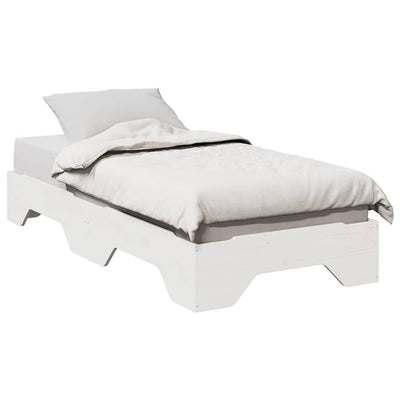 Sängynrunko Ei Patja Pinottava Valkoinen 80x200cm Massiivipuuta