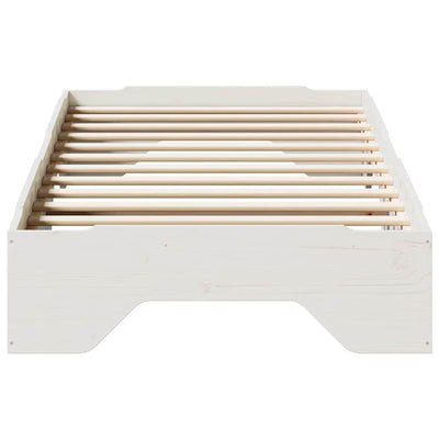 Sängynrunko Ei Patja Pinottava Valkoinen 80x200cm Massiivipuuta