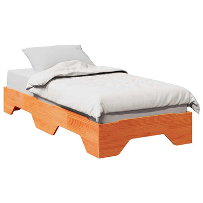 Sängynrunko Ei Patja Pinottava Vaha Ruskea 80x200cm Massiivipuu