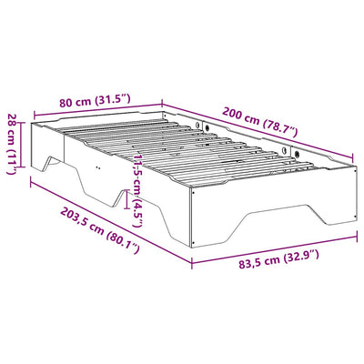 Sängynrunko Ei Patja Pinottava Vaha Ruskea 80x200cm Massiivipuu