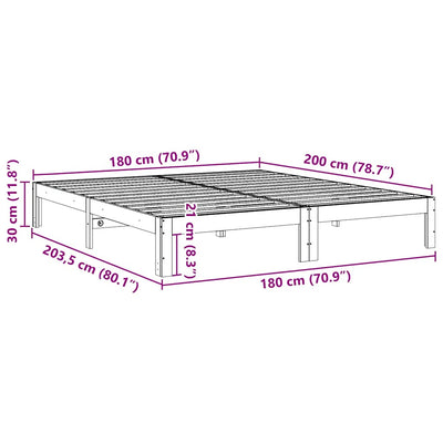 Valkoinen sängynrunko ilman patjaa Tuturiga 180x200cm (mänty)