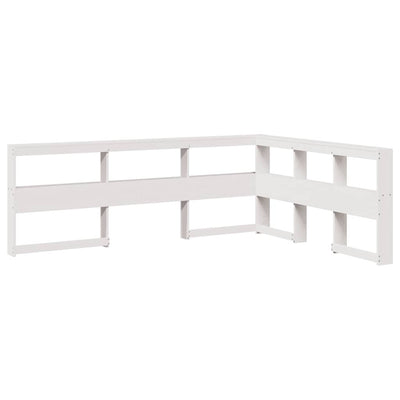 Kirjahyllyn pääty L-muotoinen valkoinen 150 cm massiivipuumänty