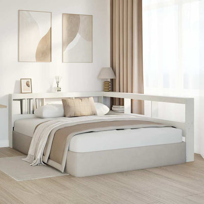 Valkoinen kirjahyllyn pääty l-muotoinen Calut 150cm (massiivipuumänty)