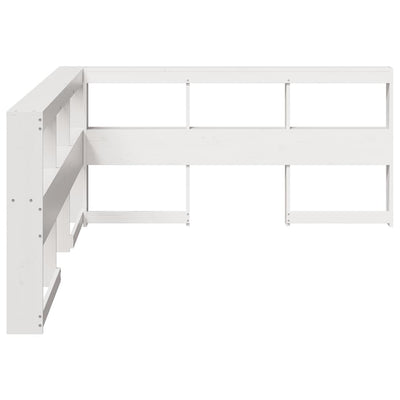 Kirjahyllyn pääty L-muotoinen valkoinen 150 cm massiivipuumänty