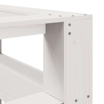 Kirjahyllyn pääty L-muotoinen valkoinen 150 cm massiivipuumänty