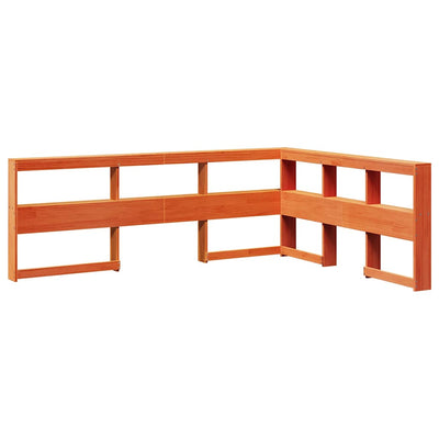 kirjahyllyn pääty L-muotoinen vaharuskea 140cm massiivipuumänty