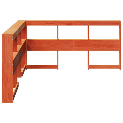 kirjahyllyn pääty L-muotoinen vaharuskea 140cm massiivipuumänty