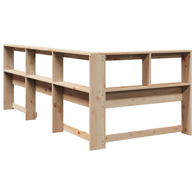 Kirjahyllyn pääty L-muotoinen 80 cm massiivipuumäntyä