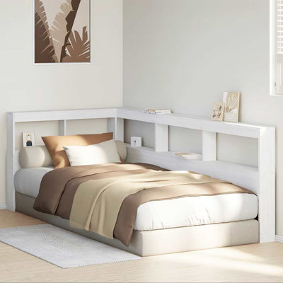 Valkoinen kirjahyllyn pääty l-muotoinen Calut 80cm (massiivipuumänty)