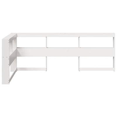 Kirjahyllyn pääty L-muotoinen valkoinen 80 cm massiivipuumänty