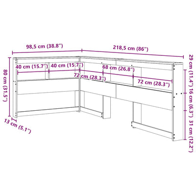 Kirjahyllyn pääty L-muotoinen valkoinen 80 cm massiivipuumänty