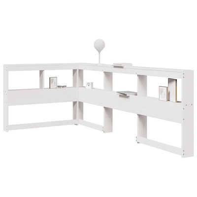 Kirjahyllyn pääty L-muotoinen valkoinen 80 cm massiivipuumänty
