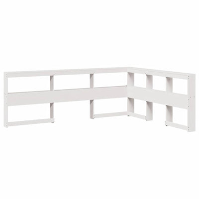 Kirjahyllyn pääty L-muotoinen valkoinen 135 cm massiivipuumänty
