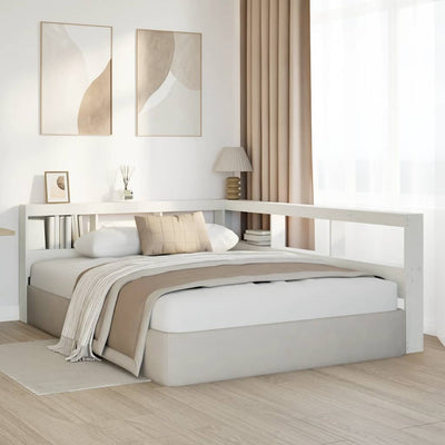 Valkoinen kirjahyllyn pääty l-muotoinen Calut 135cm (massiivipuumänty)