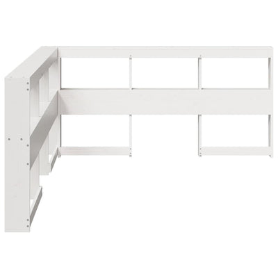 Kirjahyllyn pääty L-muotoinen valkoinen 135 cm massiivipuumänty