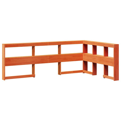 kirjahyllyn pääty L-muotoinen vaharuskea 120cm massiivipuumänty