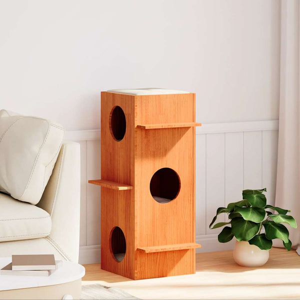 Cat House Wax Ruskea 43x43x90 cm Massiivipuumänty