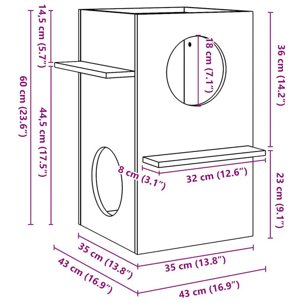 Ruskea cat house Mantho 43x43x60cm (massiivipuumänty)