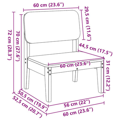 Puutarhatuolit 2 kpl 60x52,5x72 cm täysi douglaskuusi