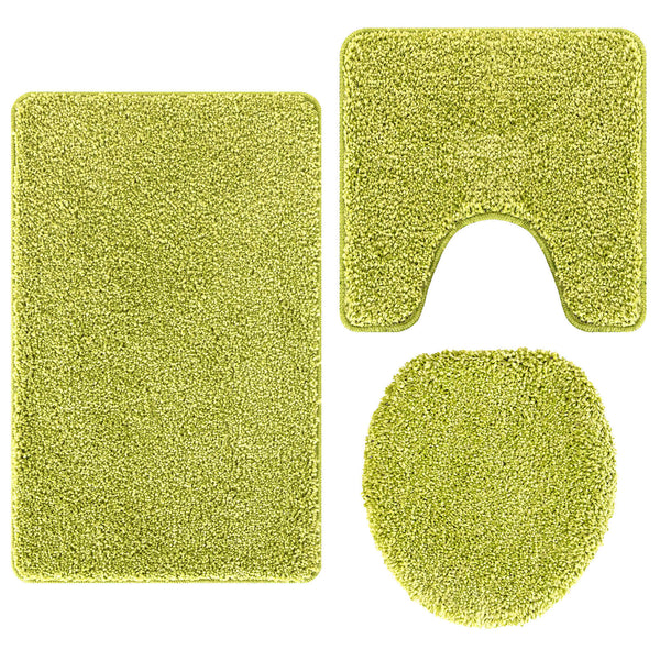 Liukumaton kylpyhuoneen matto-setti 3 kpl Vihreä 50 x 80 cm PP