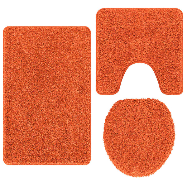 Liukumaton kylpyhuoneen matto-setti 3 kpl Oranssi 50 x 80 cm PP