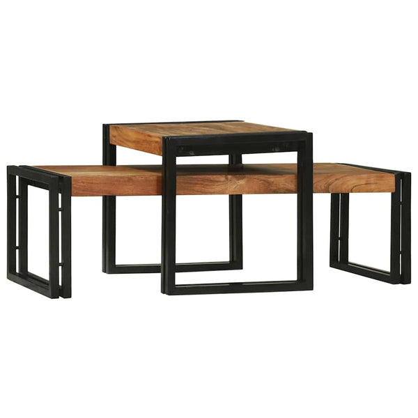 Sohvapöytä 2 kpl Ruskea 48 x 40 x 40 cm Tiheä akasiapuu