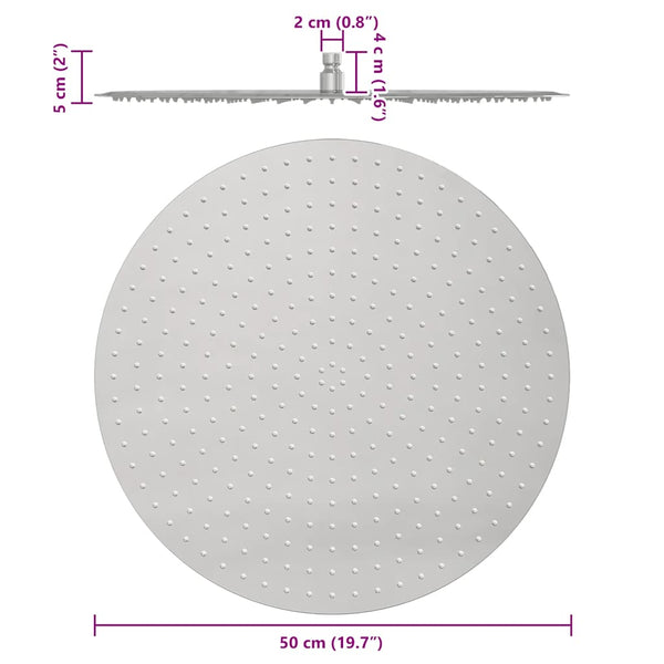 Sadesuihkupää ruostumatonta terästä 304 50 cm pyöreä