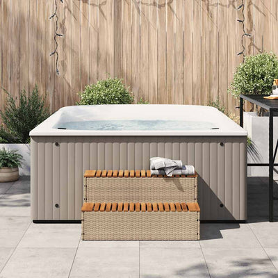 Beige hot tub step Matyasi 100x50x50,5cm (polyrottinki kiinteä akaasia)