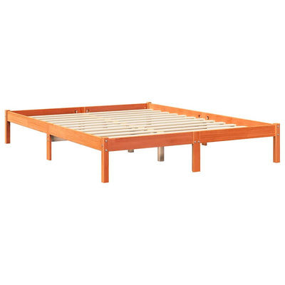 Sänky kirjahyllyllä ei patjaa vahanrusk. 150x200 cm täysi mänty
