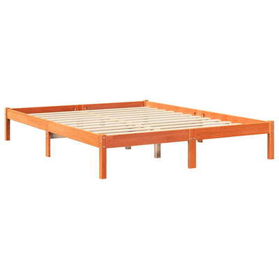 Sänky kirjahyllyllä ei patjaa vahanrusk. 140x190 cm täysi mänty