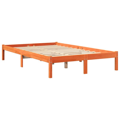 Sänky kirjahyllyllä ei patjaa vahanrusk. 135x190 cm täysi mänty