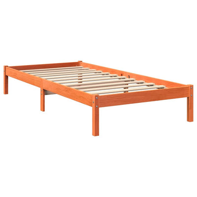 Sänky/kirjahylly ilman patjaa vahanruskea 75x190 cm täysi mänty