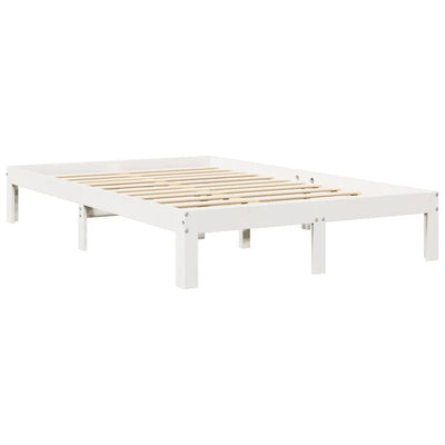 Sänky kirjahyllyllä ei patjaa valkoinen 135x190 cm täysi mänty