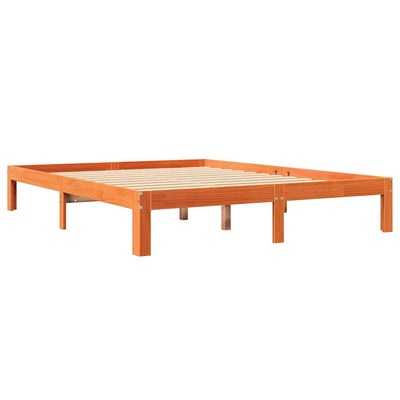 Sänky kirjahyllyllä ei patjaa vahanrusk. 135x190 cm täysi mänty