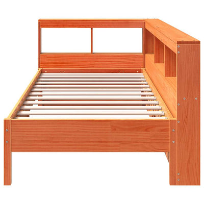 Sänky/kirjahylly ilman patjaa vahanruskea 75x190 cm täysi mänty