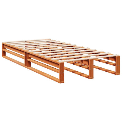 Vahanruskea sänky/kirjahylly ilman patjaa Zalustrica 90x200cm (mänty)