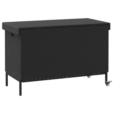 Puutarhan säilytyslaatikko pyörillä musta 110x55x73 cm