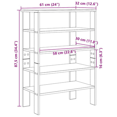 Kenkäteline ruskea tammi 61x32x87,5 cm tekninen puu