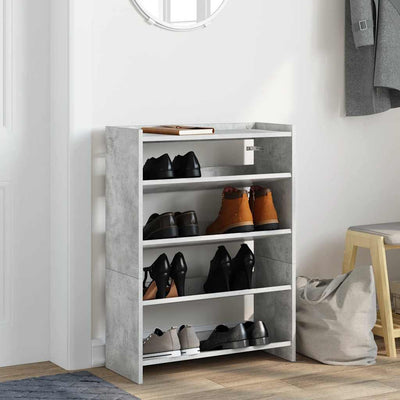 Kenkäteline betoninharmaa 60x25x81 cm tekninen puu