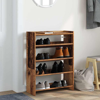 Kenkäteline vanhaa puuta 60x25x81 cm lastulevy