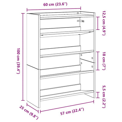 Kenkäteline vanhaa puuta 60x25x81 cm lastulevy