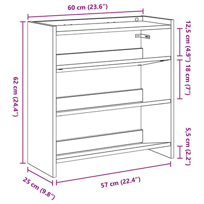 Kenkäteline musta 60x25x62 cm tekninen puu