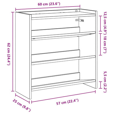 Kenkäteline Sonoma-tammi 60x25x62 cm tekninen puu