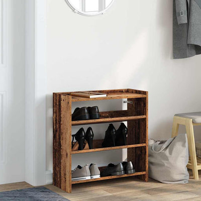 Kenkäteline vanhaa puuta 60x25x62 cm lastulevy