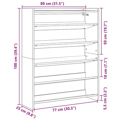 Kenkäteline betoninharmaa 80x25x100 cm tekninen puu